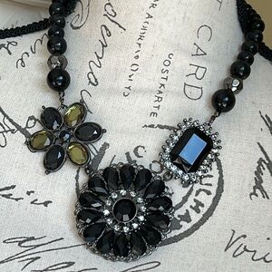 Elegant Black and Silver Statement Necklace